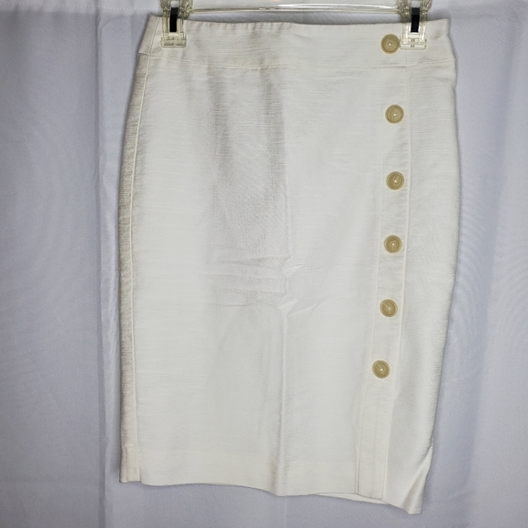 Loft yvory Asymmetrical side button pencil skirt - Picture 3 of 5